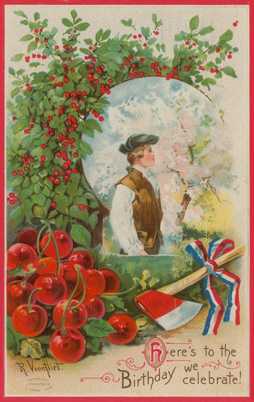 Cartão para o aniversário de George Washingtons de American School