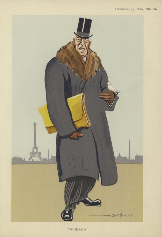 Caricatura de Woodrow Wilson (litografia a cores) de American School