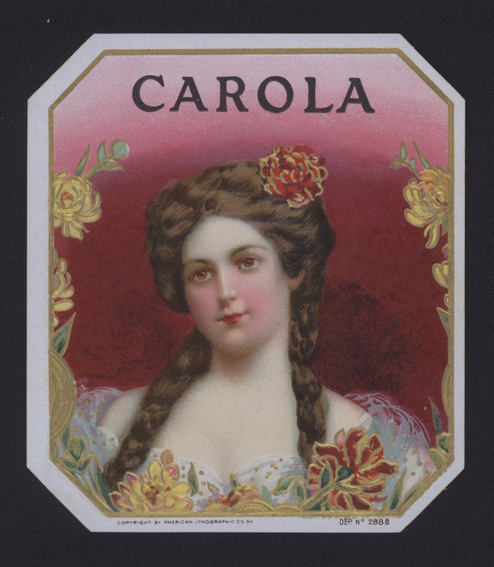 Carola, etiqueta de charuto (chromolitho) de American School