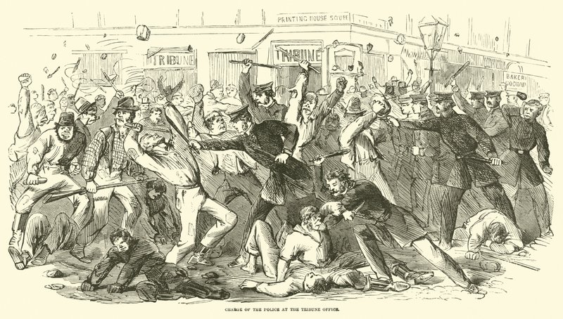 Carga da polícia no Escritório da Tribuna, julho de 1863 de American School