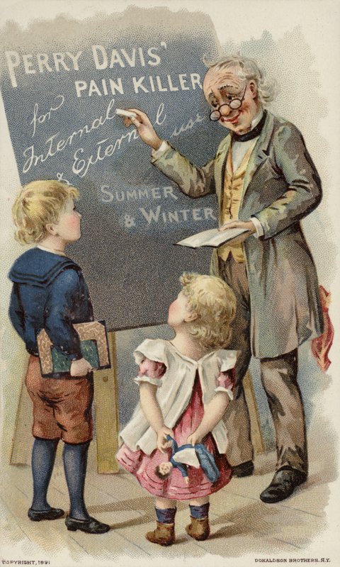 Crianças, olhar, quadro-negro, com, professor de American School