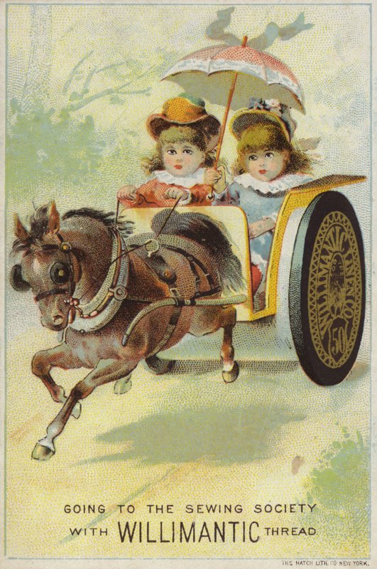 Crianças viajando rápido no cavalo e carrinho de American School