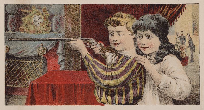 Crianças, apontar, um, rifle ar de American School