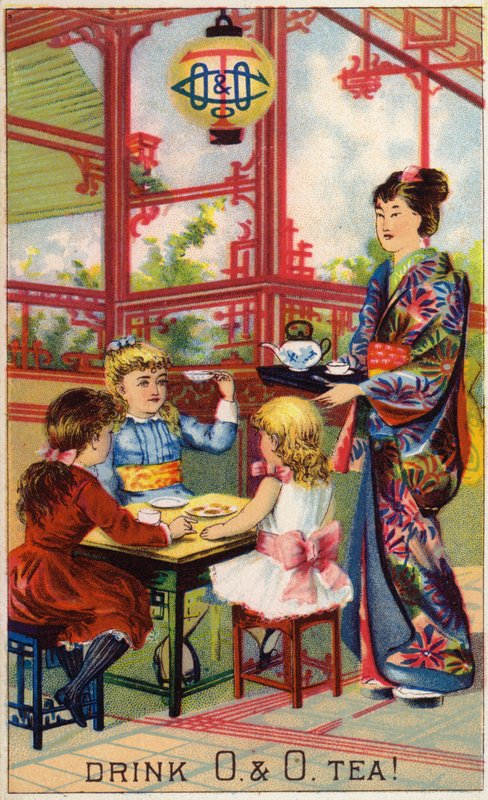 Crianças, em, japoneses, cerimônia chá de American School