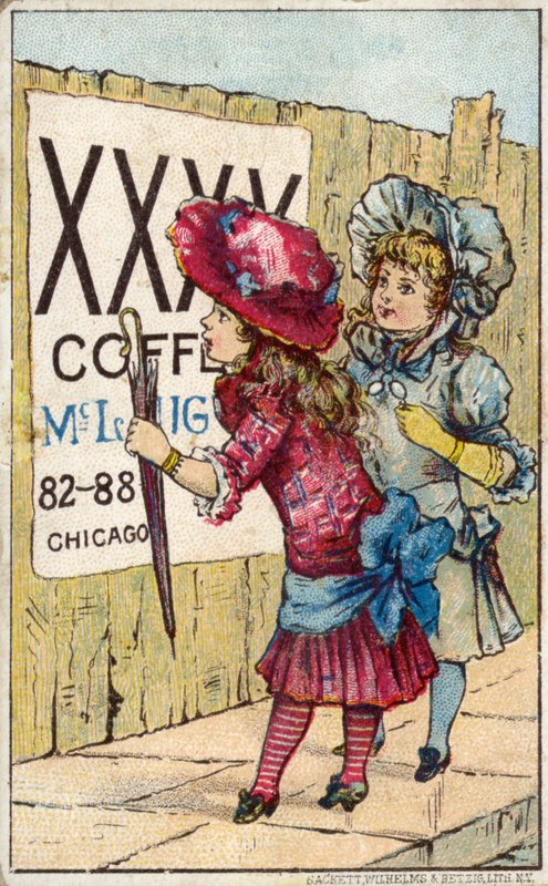 Crianças, leitura, café, anúncio de American School