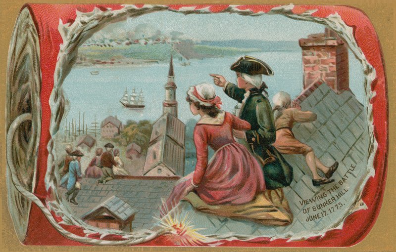 Crianças assistindo a Batalha de Bunker Hill, 17 de junho de 1775 de American School