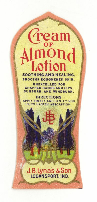 Creme de Rótulo de Loção de Amêndoa, JB Lynas & Son de American School