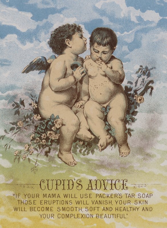 Cupido conselhos, publicidade de cartão de comércio americano Packers alcatrão sabão de American School