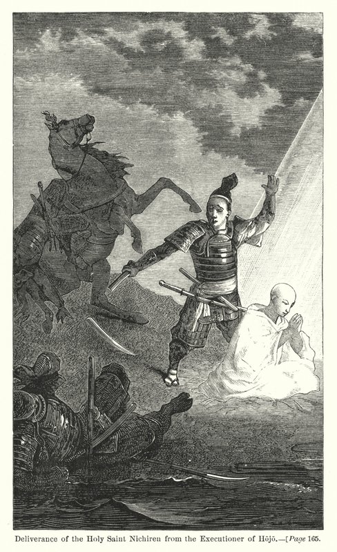 Entrega do Santo São Nichiren do Executor de Hojo (gravura) de American School