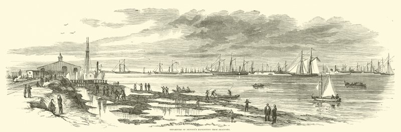 Partida da expedição Duponts de Beaufort, janeiro de 1863 de American School