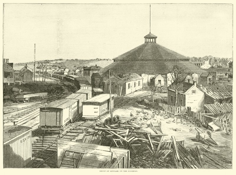 Depósito de suprimentos na ferrovia, outubro de 1863 de American School