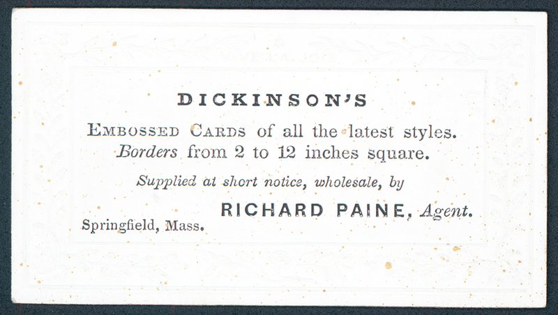 Dickinsons, fornecedor de cartões em relevo de todos os estilos mais recentes, cartão de comércio de American School