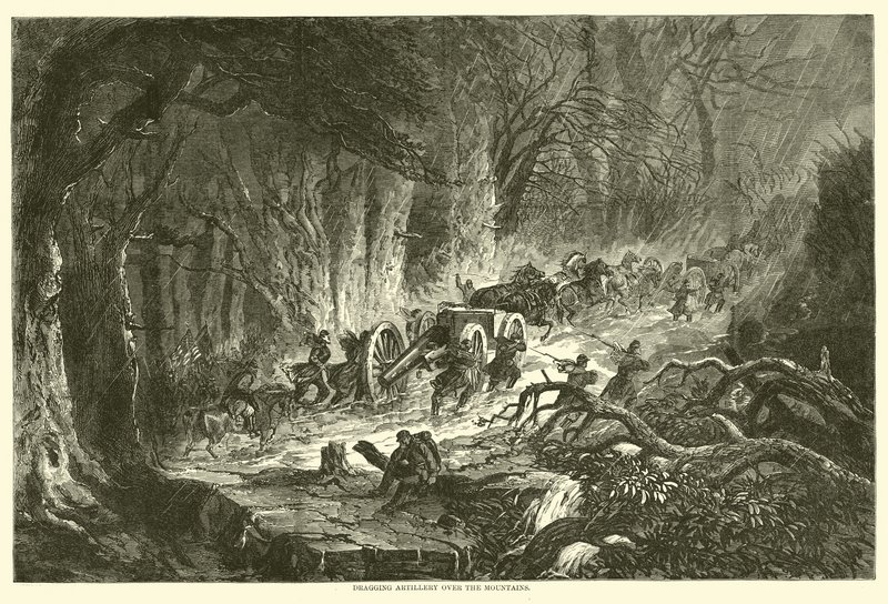 Arrastando artilharia sobre as montanhas, agosto de 1863 de American School