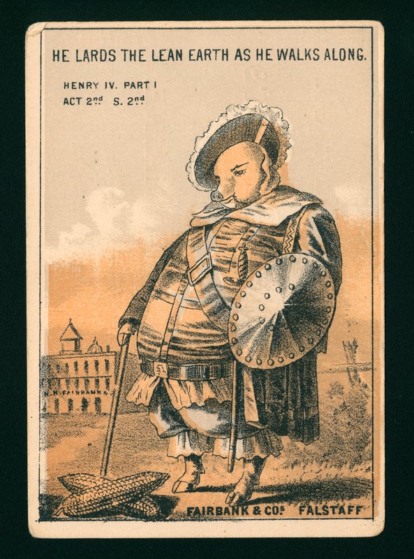Falstaff, de Henrique IV, Parte 1, de Shakespeare (litografia a cores) de American School