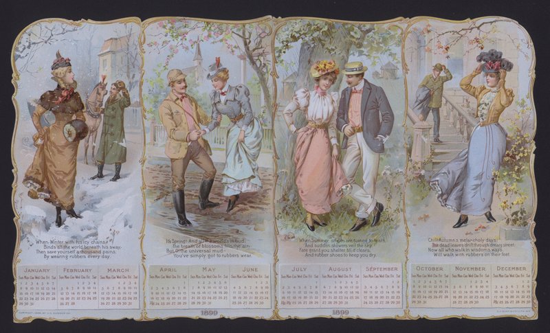 Calendário da moda para 1899 (litografia a cores) de American School