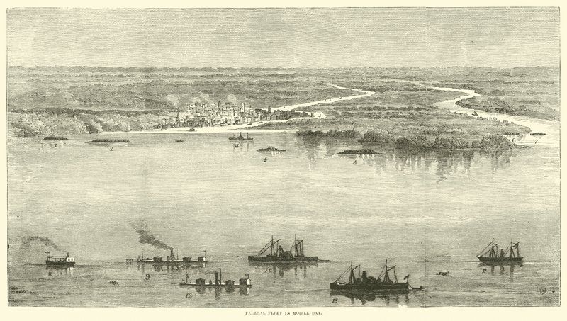 Frota Federal em Mobile Bay, agosto de 1864 de American School
