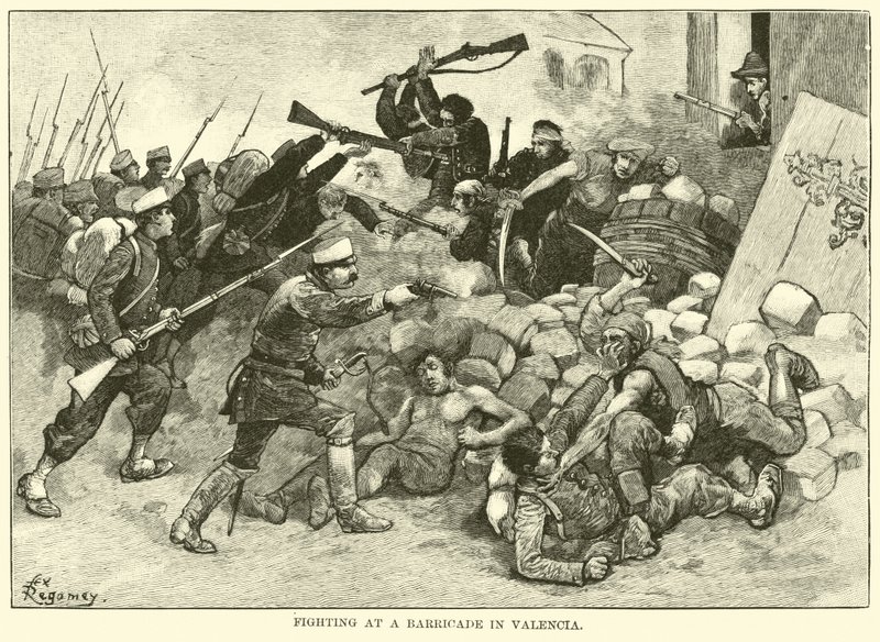 Lutando em uma barricada em Valência de American School
