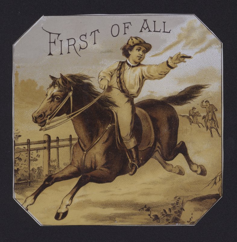 Primeiro de tudo, etiqueta de charuto (chromolitho) de American School