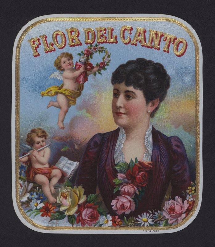 Flor del Canto, rótulo de charuto (chromolitho) de American School