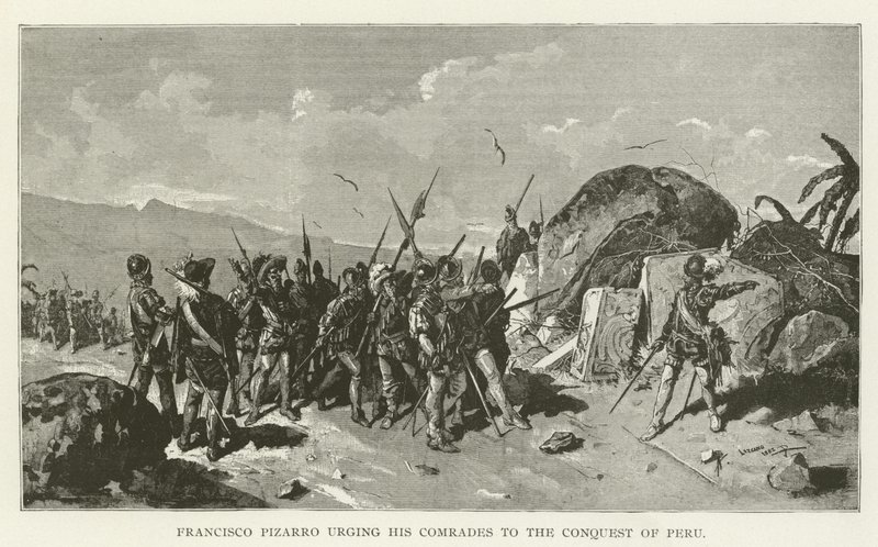 Francisco Pizarro instando seus camaradas à conquista do Peru de American School
