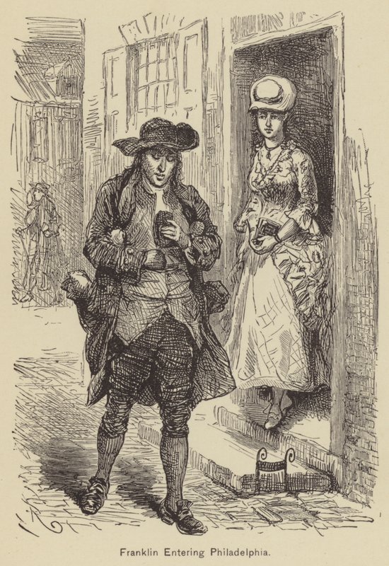 Franklin entrando na Filadélfia (gravura) de American School