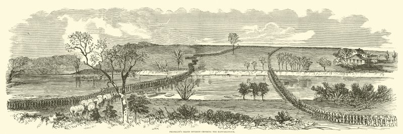 Franklins Grand Division cruzando o Rappahannock, dezembro de 1862 de American School