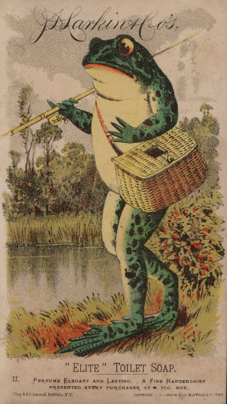 Sapo vai pescar, propaganda de sabonete de elite de JD Larkin, 1882 de American School