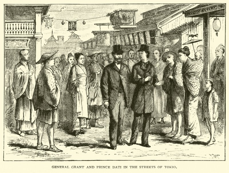 General Grant e Príncipe Dati nas ruas de Tokio de American School
