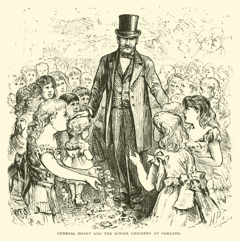 General Grant e as crianças da escola em Oakland de American School