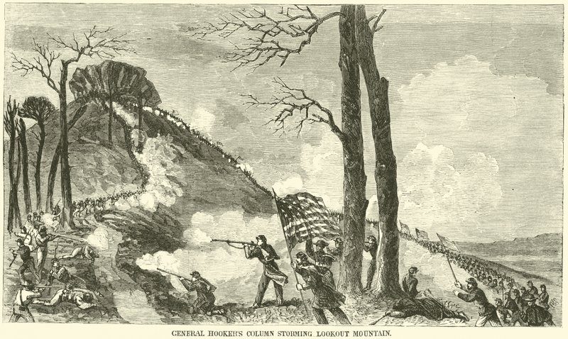 Coluna General Hookers invadindo a Montanha Lookout, em novembro de 1863 de American School
