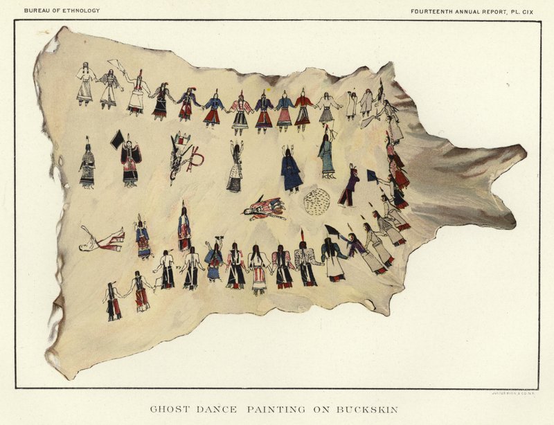 Pintura de dança fantasma em pele de gamo de American School