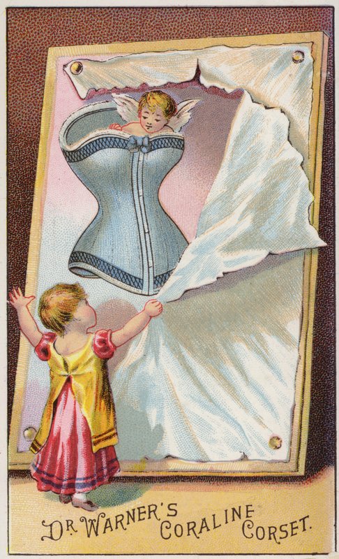 Menina, olhar, espartilho, quadro de American School