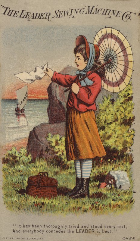 Menina, waving, lenço, em, barco velejando de American School
