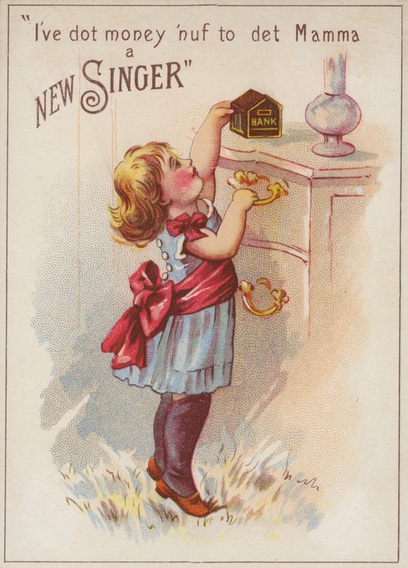 Menina com caixa de dinheiro de American School