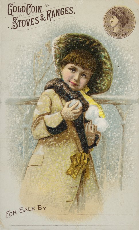 Menina, segurando, snowballs de American School