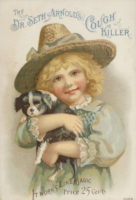 Menina, em, chapéu palha, segurando, um, filhote cachorro de American School