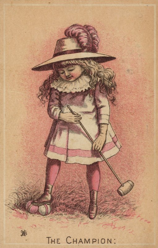 Menina jogando croquet, o campeão de American School