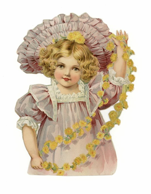 Menina, guirlanda, flores de American School