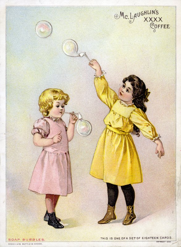 Meninas, soprando, bolhas de American School