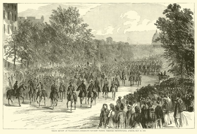 Grande revisão em Washington, cavalaria dos Sheridans passando pela Avenida Pensilvânia, 23 de maio de 1865, maio de 1865 de American School