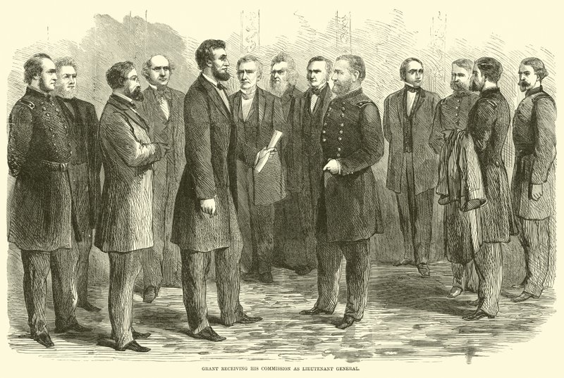 Grant recebendo sua comissão como Tenente Geral, maio de 1864 de American School