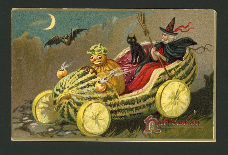 Cartão de cumprimentos de Halloween (chromolitho) de American School