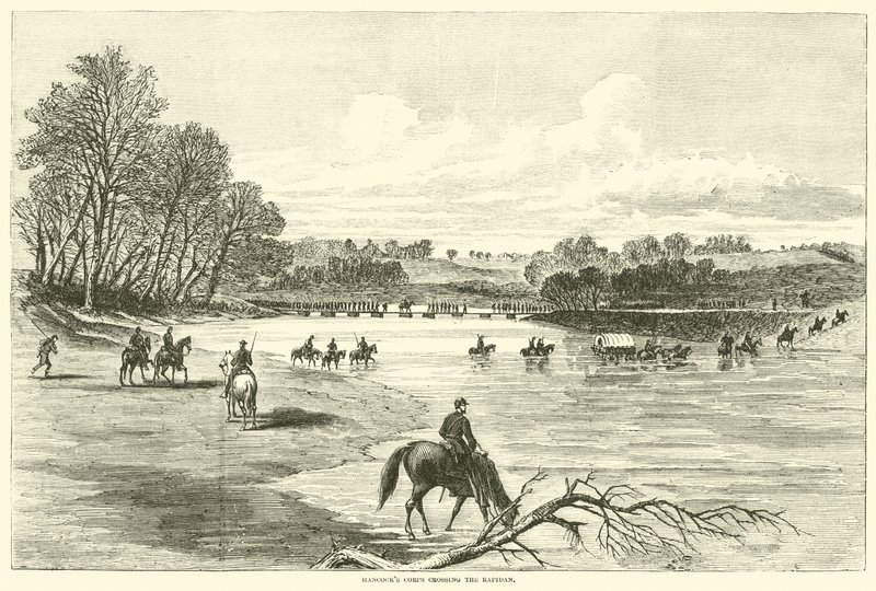 Corpo de Hancocks atravessando o rio Rapidan, em maio de 1864 de American School
