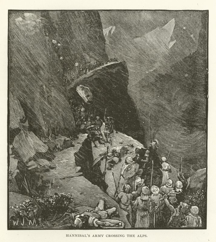 Exército de Hannibals cruzando os Alpes de American School