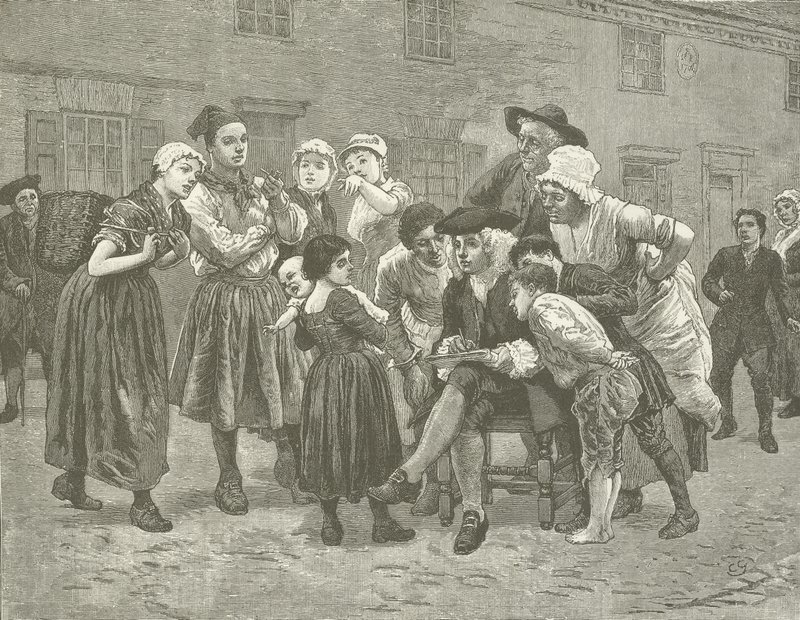 Hogarth desenhando a estrada de Queenborough de American School