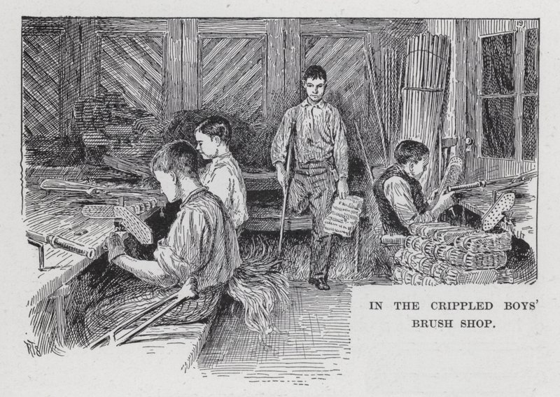 Na loja de escovas para aleijados (litho) de American School
