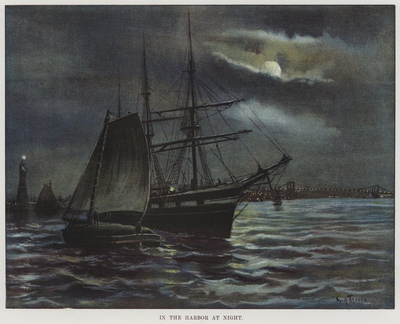 No porto à noite de American School