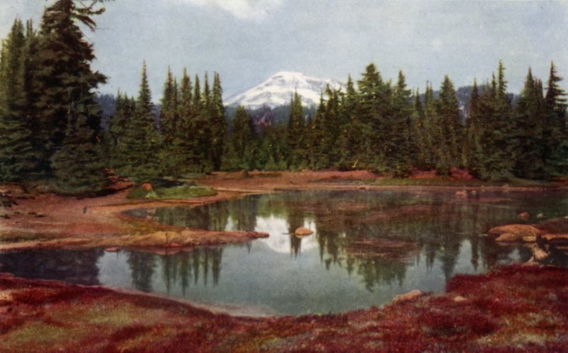 Nas montanhas do Oregon (lito colorido) de American School