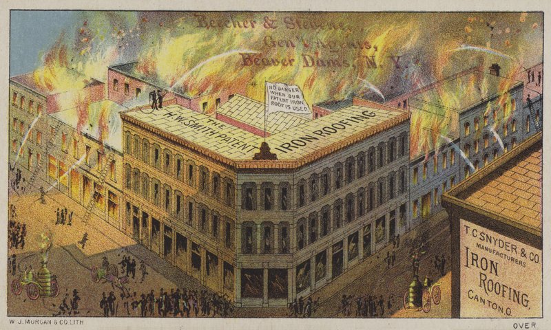 Edifícios à prova de ferro para resistir ao fogo (chromolitho) de American School
