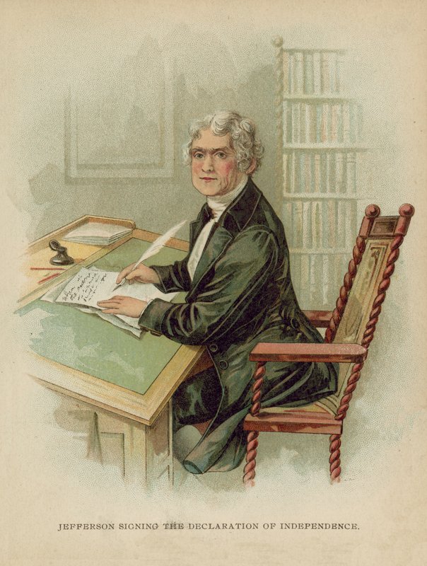 Jefferson, assinando a declaração de independência de American School